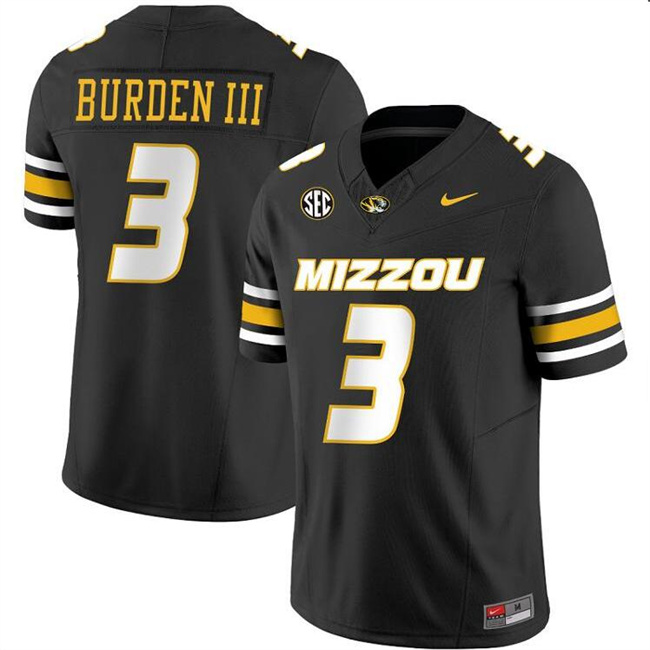 Men's Black Missouri Tigers #3 Luther Burden III F.U.S.E. Limited Stitched Football Jersey